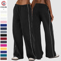 Women's Streetwear Workout Gym Pants Fleece Lined Breathable Eco-Friendly Windproof Flat High Waist Wide Leg Winter Thermal
