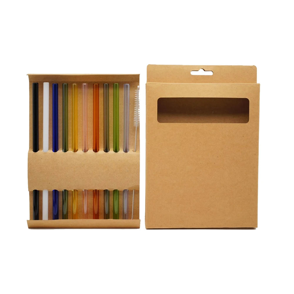 10pcs Grass Straw Heat-resistant Glass Eco-Friendly Food Grade Bar Accessories 180mm