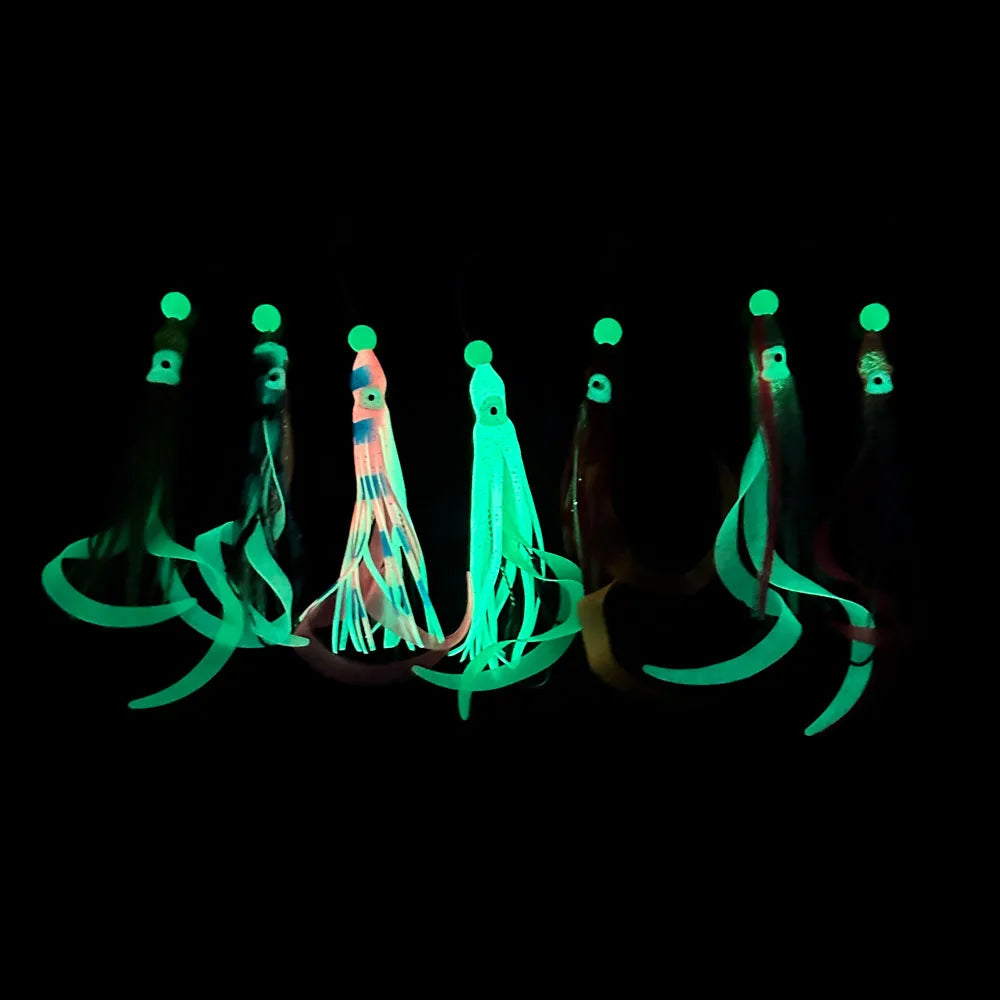 Soft Plastic Trolling Soft Sea Fishing Lures Using Octopus Skirts Luminous Squids Skirt