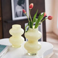 INS Cream Color Glass Vase Modern Premium Transparent Vase Living Room Floral Arrangement