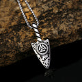 MECYLIFE Viking Rune Titanium Steel Pendant Triangle Amulet Nordic Jewelry Wholesale Men Vintage Stainless Steel Necklace