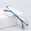 Fashion Eyeglasses Frames Optical Glasses Polygonal Metal Frame Anti Blue Light Flat Lens Spring Eyeglass Frame for Women