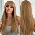 Long Straight Multi Wig Brown Yellow Blonde Synthetic Wig With Bangs for Women Daily Use Realistic Natural Wig Anti-Scald Fiber