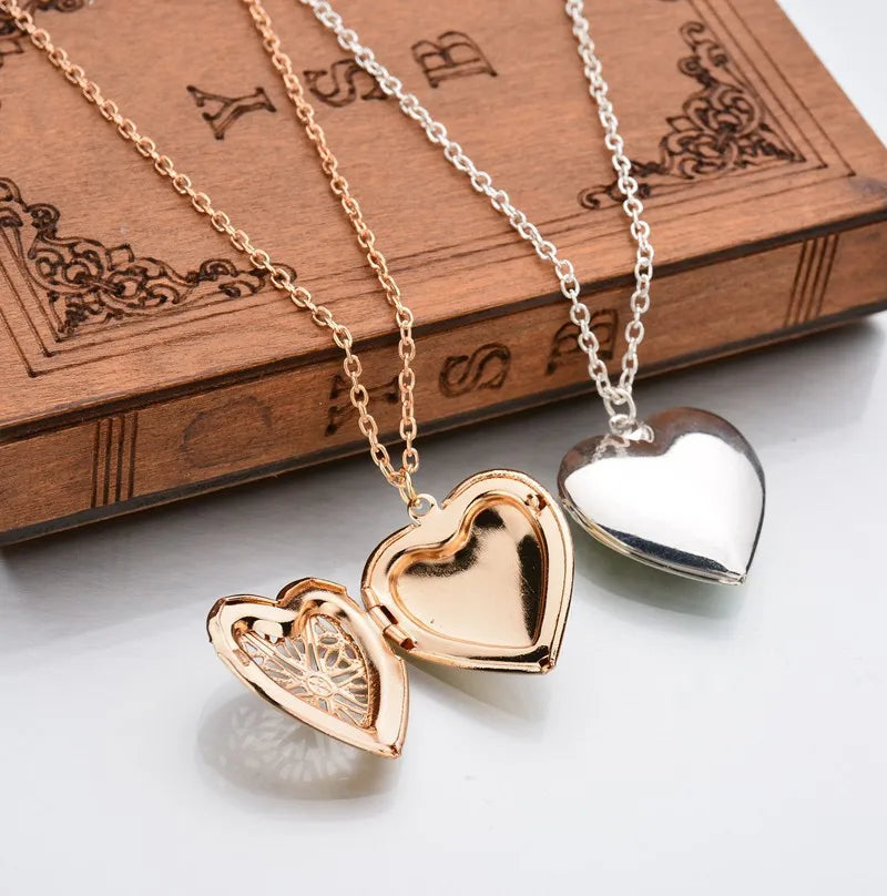 Gothic Choker Collar Women Openable Heart Photo Locket Necklace Customize Photo Box Pendant Necklace Collares Con Fotos
