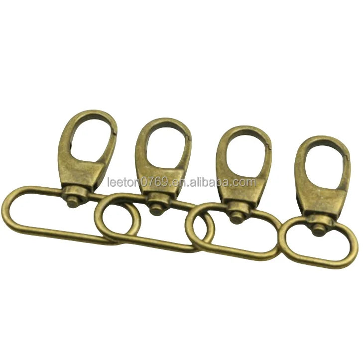 Stock Supply Bag Accessories 19x51mm 25x52mm 32x52mm 38x52mm Antique Brass Colored Swivel Bag Snap Hook