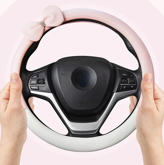 Factory Price Car Cute Steering Wheel Cover Bowknot with Diamonds in Stock Car Accessories Handle Cover Interior for Women