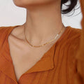 2021 Minimalist Pig Snout Shape Splicing 18K Gold Stainless Steel Choker Necklace