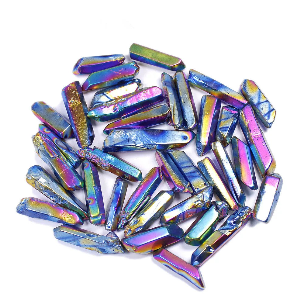 Natural Clear Quartz Titanium Coated Rainbow Crystal Home Decoration Tumbled Raw Stone Traditional Craft Product