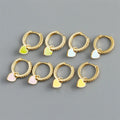 Exquisite 18k Gold 925 Sterling Silver Enamel Love Heart Hoop Earrings for Women