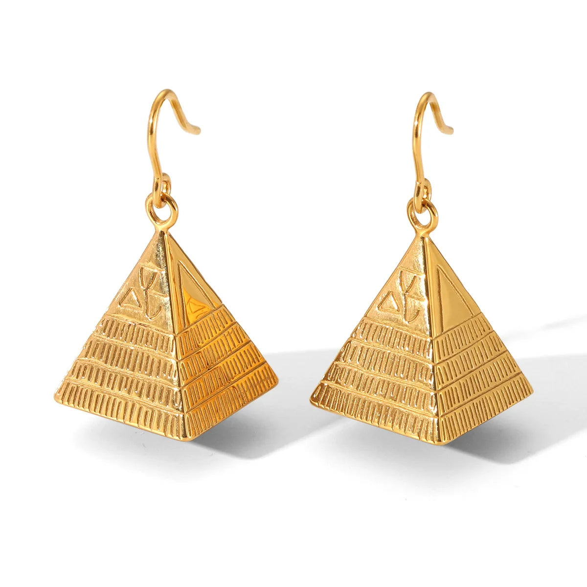 New Arrival 18K Gold Plated Vintage Drop Earrings Geometric Egypt Pyramid Stud Earrings for Women