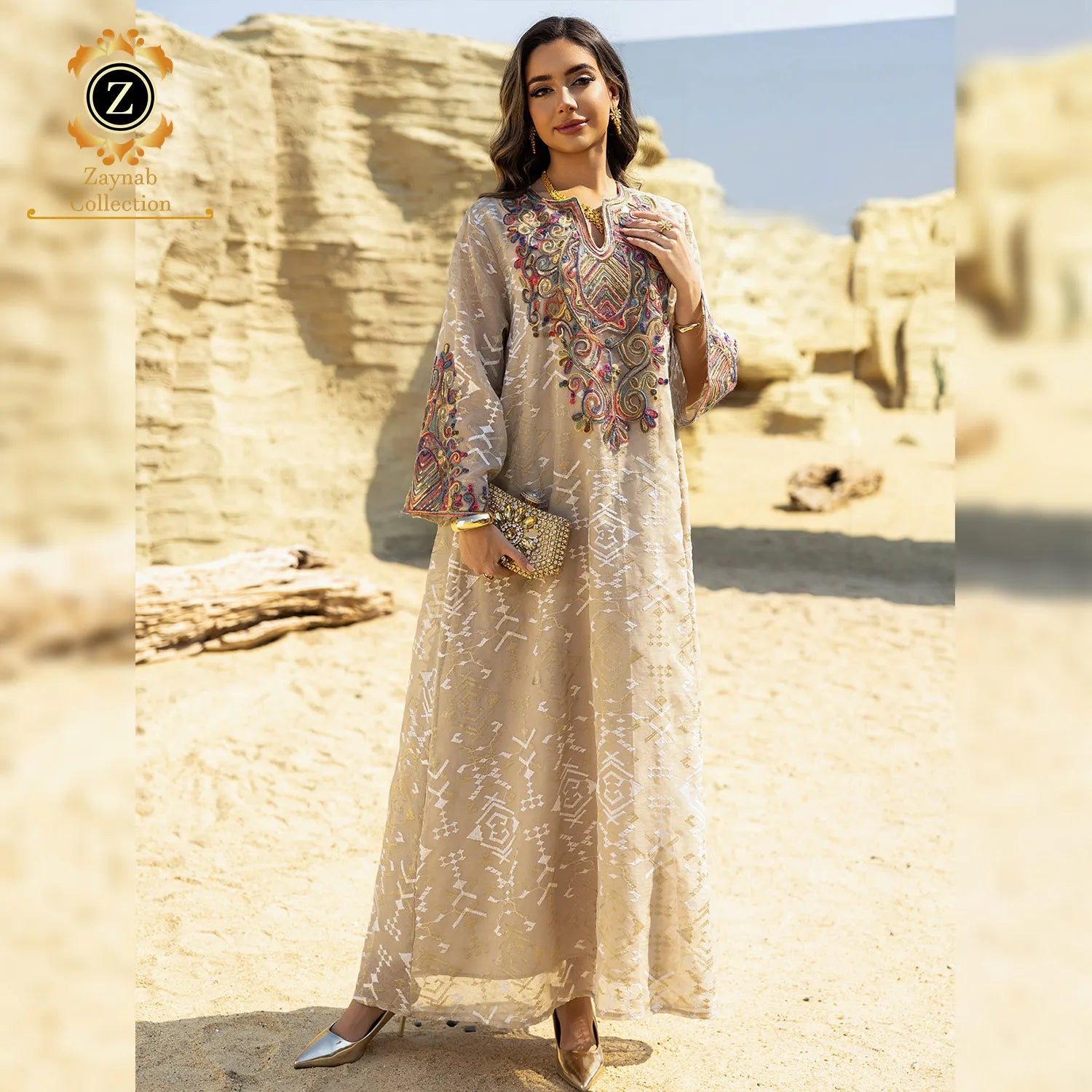 Zaynab Jalabiya Latest Design Dubai Ramadan Embroidered Frauen Women Muslim Dress Abaya Women Muslim Dress