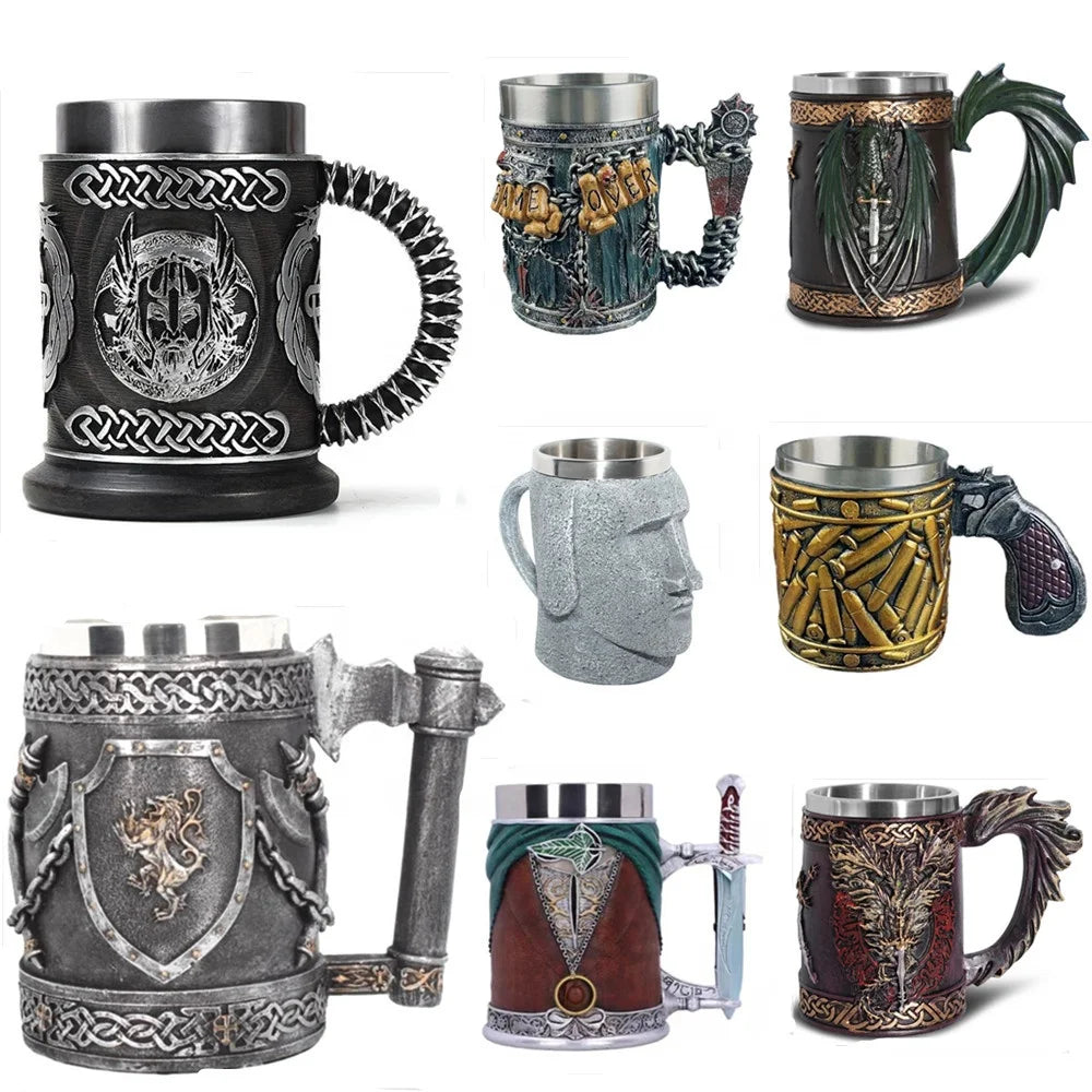 Wholesale Knight Templar Tankard M01 Medieval Retro Germany Italy Dynasty Antique Mug Stainless Whiskey Mug Stuff