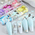 BIN Hot Selling 6 Grids butterfly Nail Art Sequins Glitter Flakes for Nail Supplies Decoration
