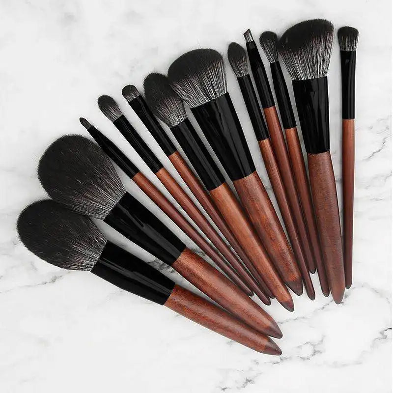 Vegan 12pcs Personalized Makeup Brush Set Wooden Handle Cosmetics Brush with Best Quality