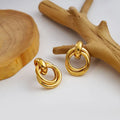 Special Design Widely Used Not Easily Deformed 18K Plated Gold Circle Twisted Personalized Trend Stainless Steel Cuff Earrings