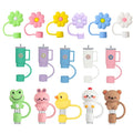 Factory Custom Reusable Cartoon Drinking Stainless Steel Tumbler Cup Straw Cover Silicone Straw Toppers