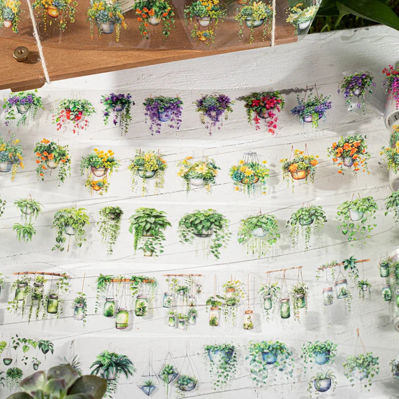 2M/Roll Tape Small Hanging Basket Series Potted Plants Boxed Handbook Material Decorative Collage Playing
