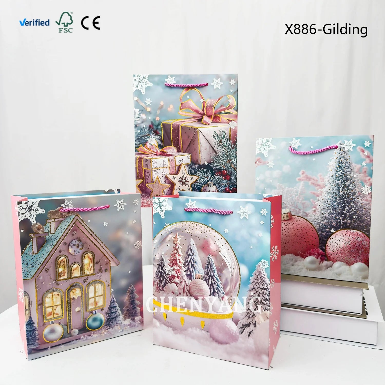 Premium Return Stock Promotion Hot Bolsas Happy Mobile Customised Glassine Gift Cardboard Wholesale Christmas Paper Bag