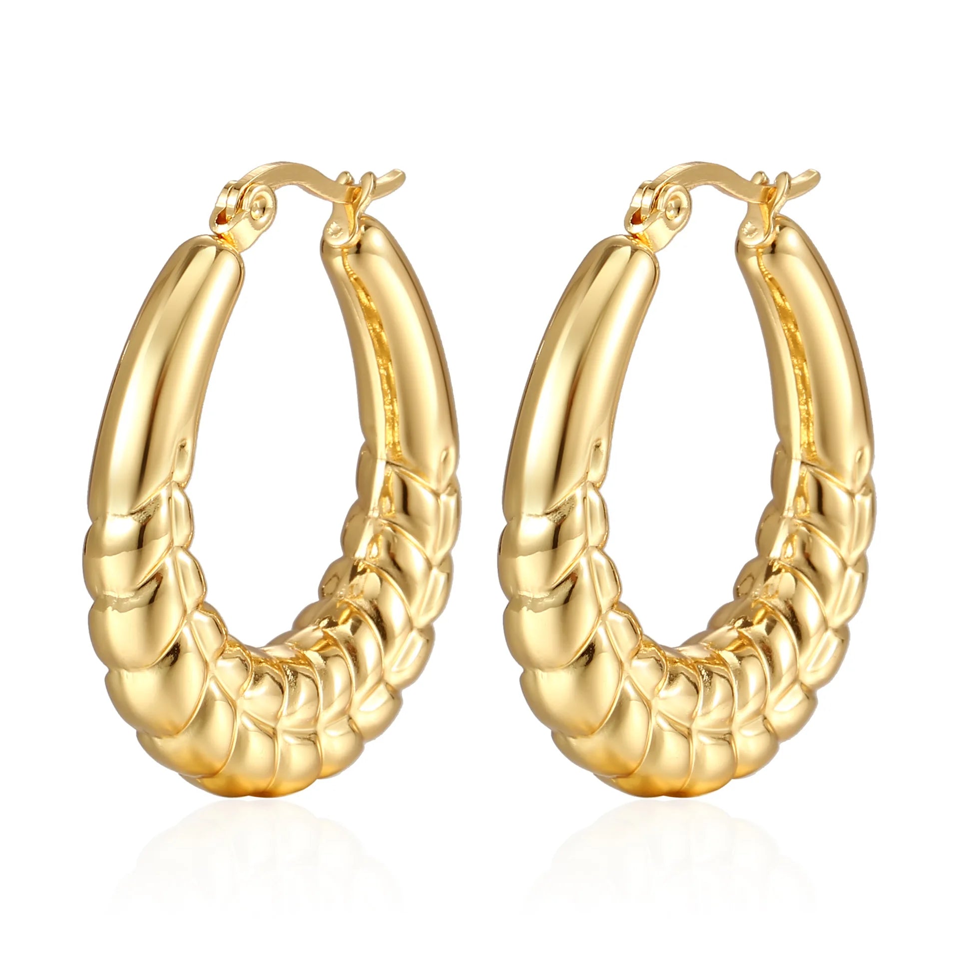 Stainless Steel Hoop Earrings Jewelry for Women 18K Gold Plated Huggie Statement Earrings