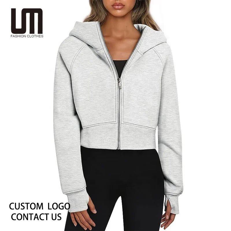 Liu Ming Custom Brand Logo Fall Winter Fashion Women Clothing Casual Long Sleeve Zip up Hoodie Coat Sweatshirts