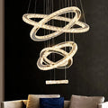 5 Rings K9 Crystal Chrome Hotel Stair Led Chandelier Light for High Ceilings