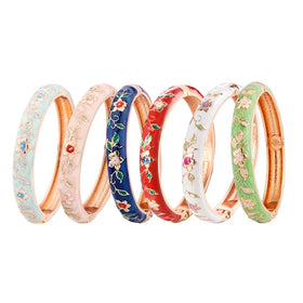 Daili Wholesale Classic Coloful Flowers Custom Bangle Bracelet Trendy Bangles Gold Bangles Indian Fashion Bracelets for Women