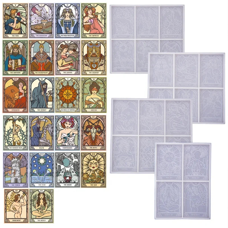 Large Tarot Card Silicone Mold Set Divination Mold Game Epoxy Resin Mold