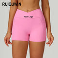 RUIQUWIN Factory Custom Women High Waist Athletic Biker Shorts Gym Wear Yoga Shorts Compression Tight Scrunch Butt Shorts