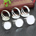 10pcs 12mm Brass Adjustable Ring Settings Blank BaseFit 12mm Round Glass Cabochon Rings Bezel Trays
