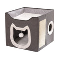 Cat Beds for Indoor Cat House for Pet with Fluffy Ball Hanging and Scratch Pad Foldable Cat Hideaway Cotton Seasons Universal