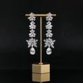Trendy Elegant Long Dangle Zircon Earrings Women Luxury Platinum Plated Hypoallergenic Jewellery Bridal Earrings Jewelry