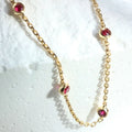 Dainty 925 Sterling Silver Artificial Red Quartz Gemstone Bracelet Gold Plated Bezel Cz Zirconia Charm Bracelet