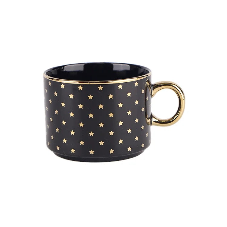 Wholesale Hight Quality Golden Star Ceramic Coffee Mug Privabel Gift Coffee Cup with Custom Made Logo