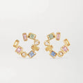 925 Sterling Silver 18k Gold Diamond CZ Rainbow Statement Party Stud Earring DUBAI Luxury Jewelry