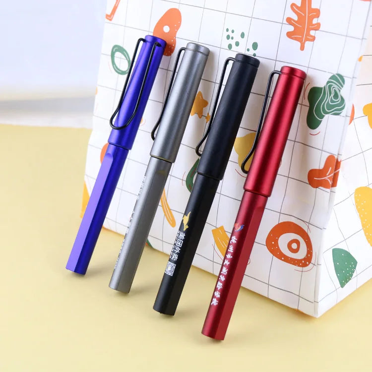 Durable Custom Logo 0.5mm Plastic Gel Pen Set Embossed Design with Blue Red Gold Purple Inks Long-Lasting Writing Width