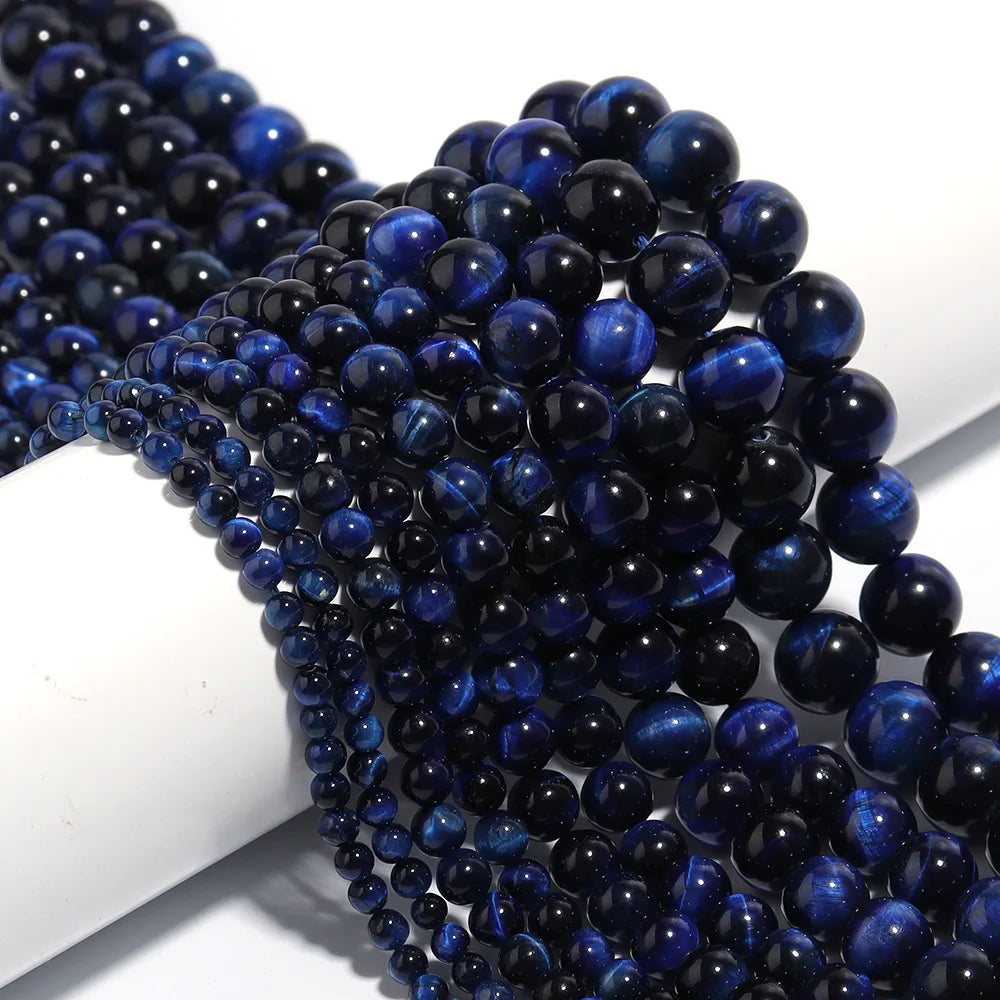 High Quality Blue Tiger Eye Stone Loose Beads Lapis Tiger Eye Stone Semi-finished Handmade DIY Jewelry Accessory Making