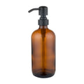 Longan Wholesale Amber Glass Liquid Soap Dispenser 500Ml Glass Bottle with Matte Black 304 Stainless Steel Pump