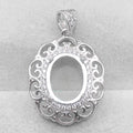 Sterling Silver 10*13mm Semi Mount Pendant Empty Frame Blank Support Setting S925 Base Holder Without Center Stone for DIY Inlay