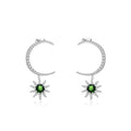 Abiding Natural Chrome Diopside 925 Sterling Silver Earrings Sun and Moon Drop Earring Women Jewelry Earrings
