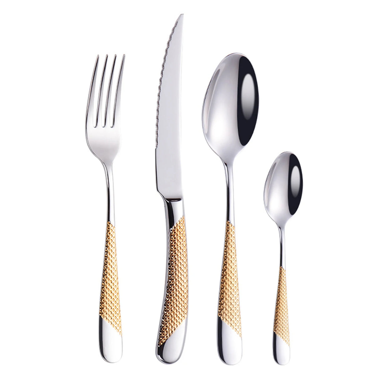 Stainless Steel Silver Luxury Wedding Gold Mirror Polished Custom Logo Cutlery Spoons Flatware Sets for Restaurants