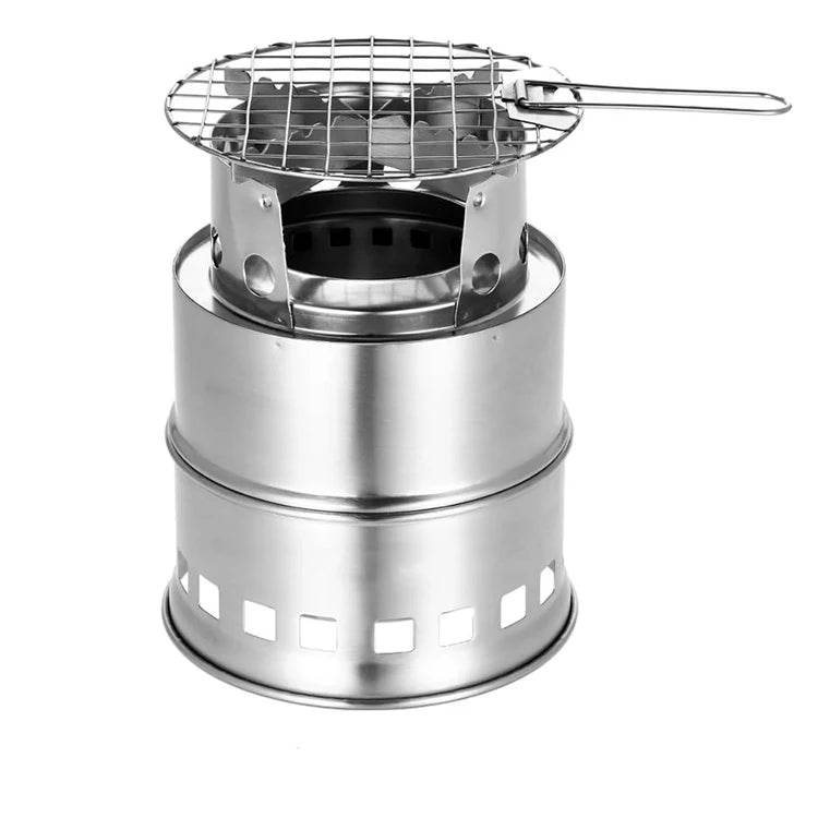 Camping Stove Camp Wood Stove Portable Foldable Stainless Steel Burning Backpacking Stove for Outdoor Hiking Picnic BBQ