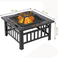 32 Inch Garden Stove Wood Burning Fire Pit Table With Spark Screen
