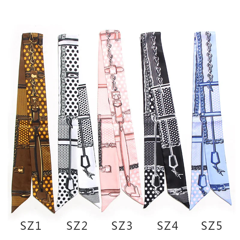 New Polka Dot Leather Tie Bag Handle Silk Scarf Small Ribbon Decorative Scarf Bag Scarf