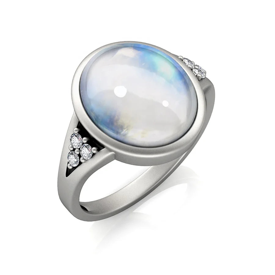 Destiny Jewellery  Bohemian Jewelry 2021 Oval Moonstone Unique Silver Ring for Women