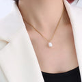 New Simple Vintage Women Fashion Jewelry Gold Plated Stainless Steel Natural Freshwater Pearl Necklace