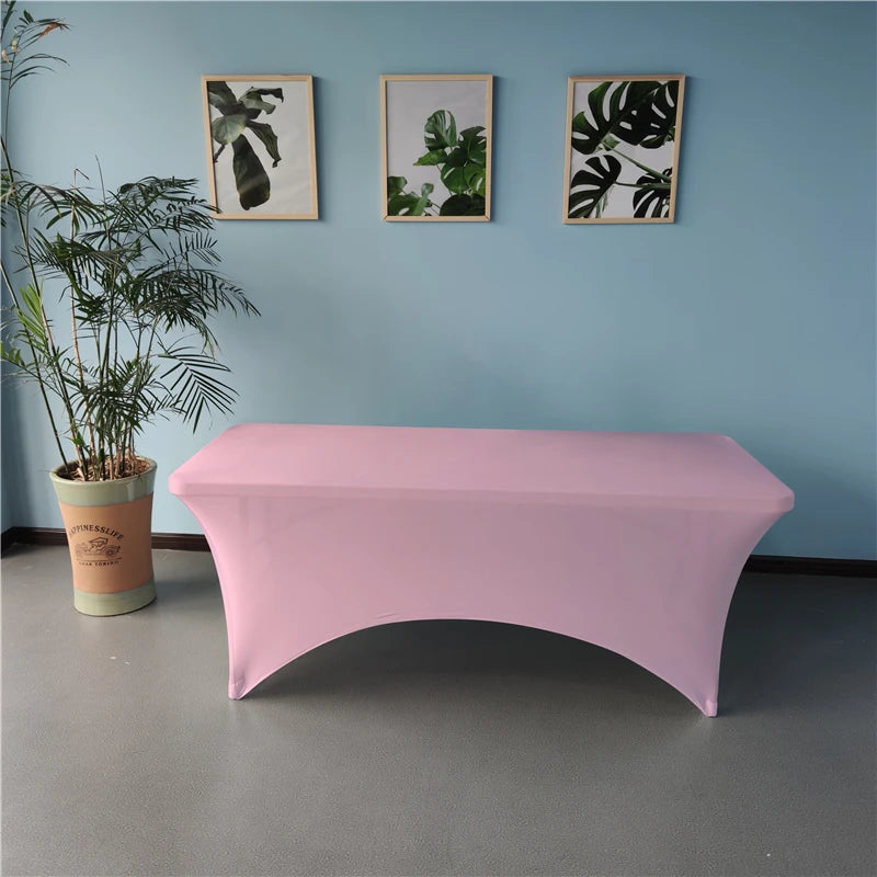 Wholesale 4ft 6ft 8ft Fitted Stretch Rectangular Wedding Tablecloth Elastic Spandex Table Cover Protector Table Cloth Banquet MegaBDM