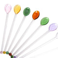 Colorful Reusable Glass Spoon with Long Handle Eco-Friendly Creative Stir Stick for Coffee Tea Juice Accessories