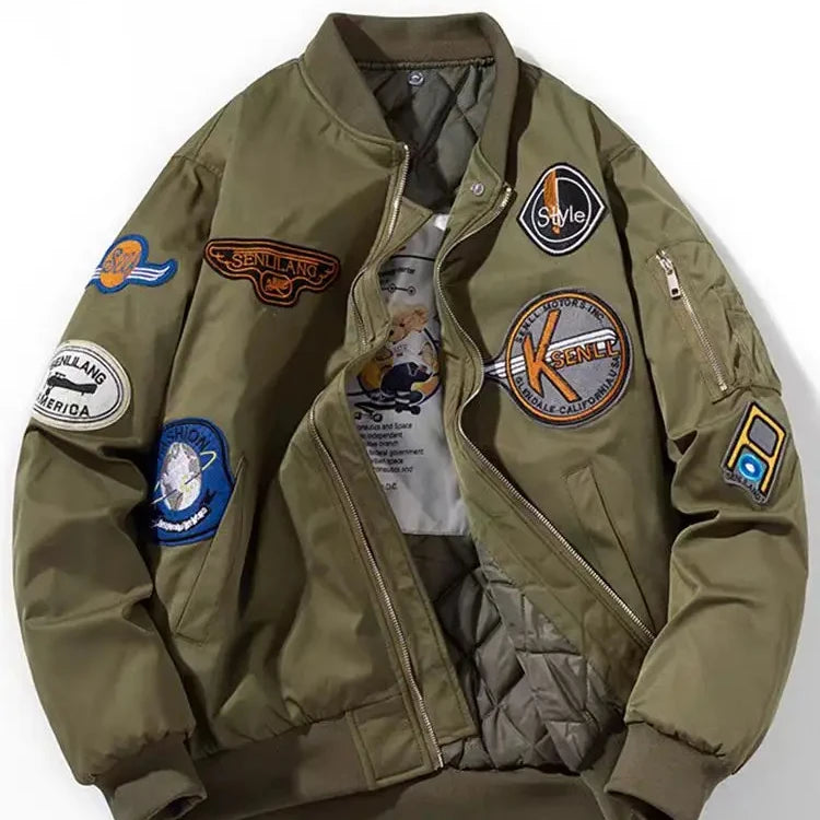 2024 OEM & ODE Custom Winter Men's Bomber Jacket Hip Hop Style Breathable Eco-Friendly Polyester/Nylon Sports Warm Jacket