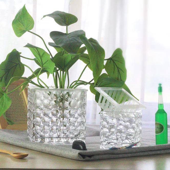 Wholesale Traditional Transparent Square Shape Round Dot Glass Vase Custom 10x10x10cm Tabletop Home & Hotel Decoration
