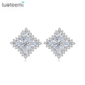 LUOTEEMI High Quality Square Stud Earrings for Women Shiny Cubic Zircon Bridal Wedding Jewelry